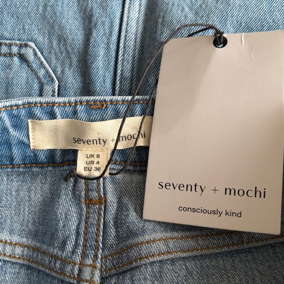 Seventy + mochi elodie jean ruffle hem festival mini blue jean skirt 4(27) NWT - Picture 2 of 15